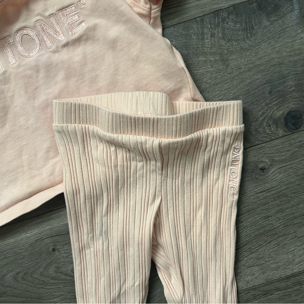 Sold xlist H&M Pink Coral Peach Pantone T-Shirt and Leggings Set 3T - Picture 4 of 8